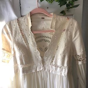 Free People Embroidery and Sheer Off White Dress